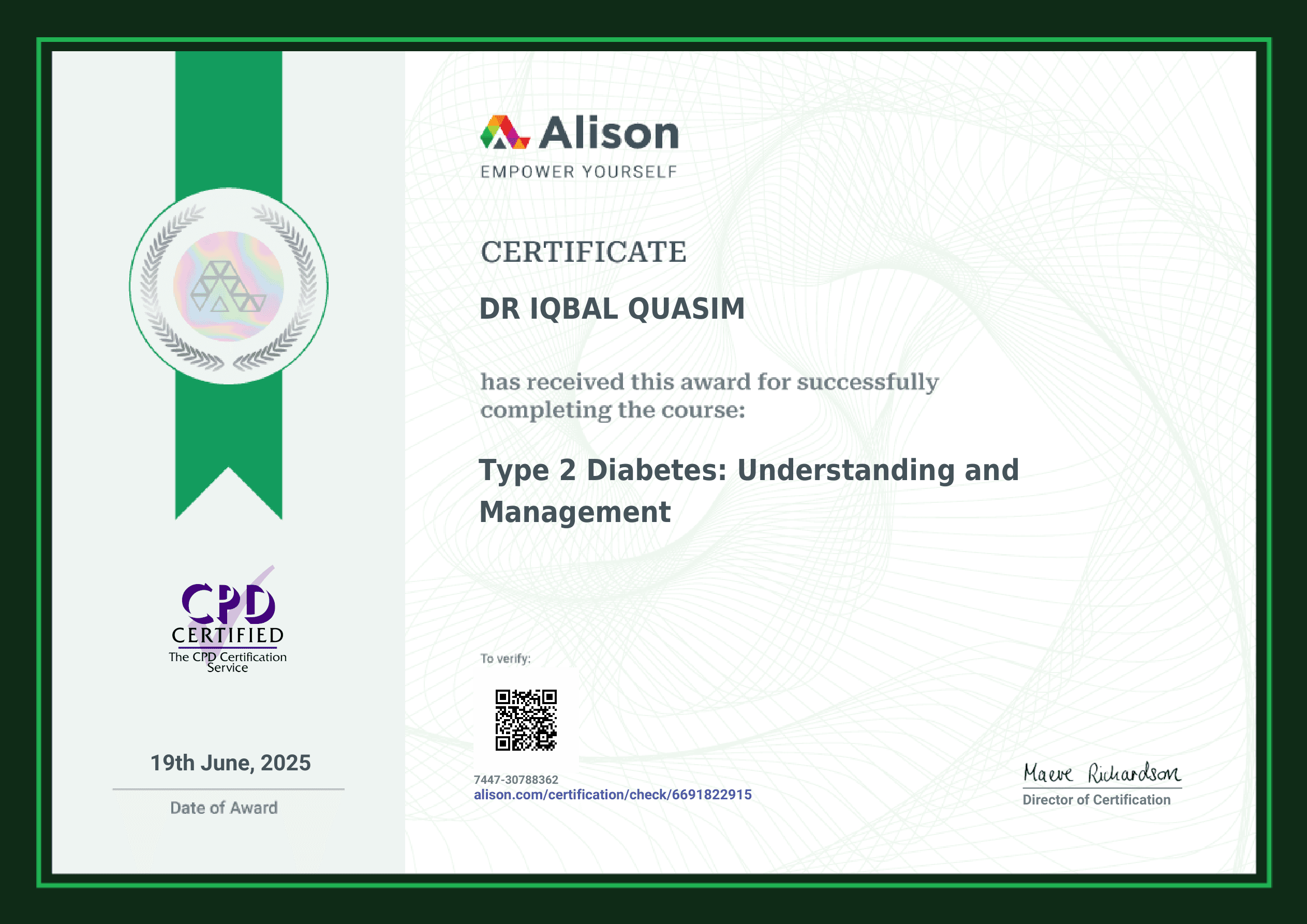 Alison Certificate of Completion