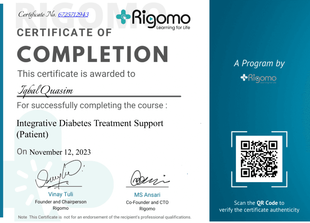 Rigomo Certificate of Completion